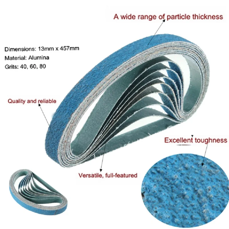 DOERSUPP 10 шт. 40/60/80 шлифование песком ремень циркониевая шлифовальная машина для полировки абразивной ленты 13 мм x 457 мм
