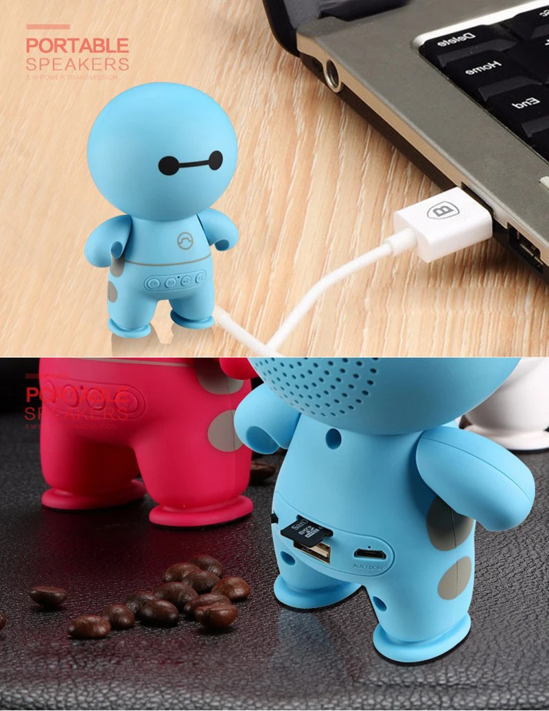 RACAHOO Wireless bluetooth speakers Portable Cartoon Big White Bluetooth audio Mini Super Bass Stereo FM Loudspeaker For Phone5