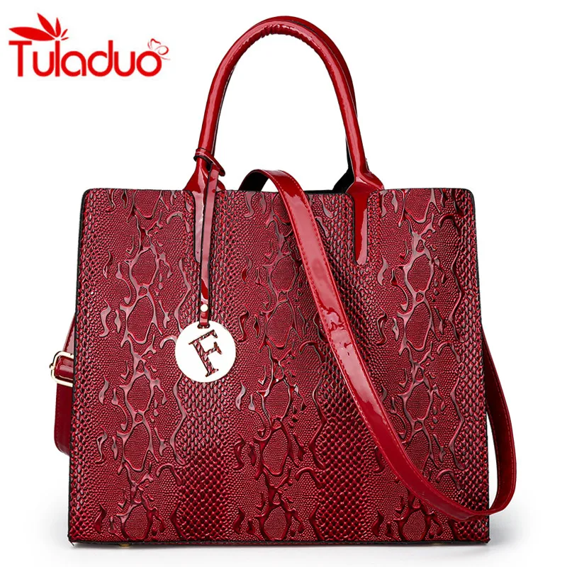 

2018 Fashion Patent Leather Women Shoulder Bag Luxury Crocodile Pattern OL Business Handbag Ladies Shoulder Messenger Bags Totes
