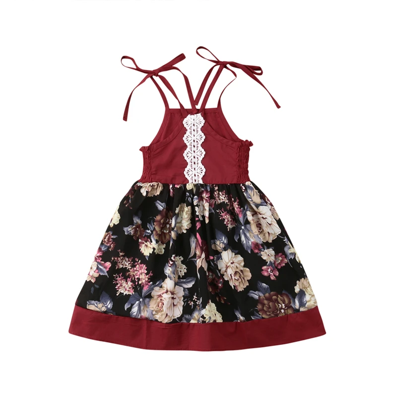 Новое платье с цветочным рисунком для девочек детское платье принцессы без рукавов для свадьбы и дня рождения пляжный сарафан милые детские Платья 1-6Y