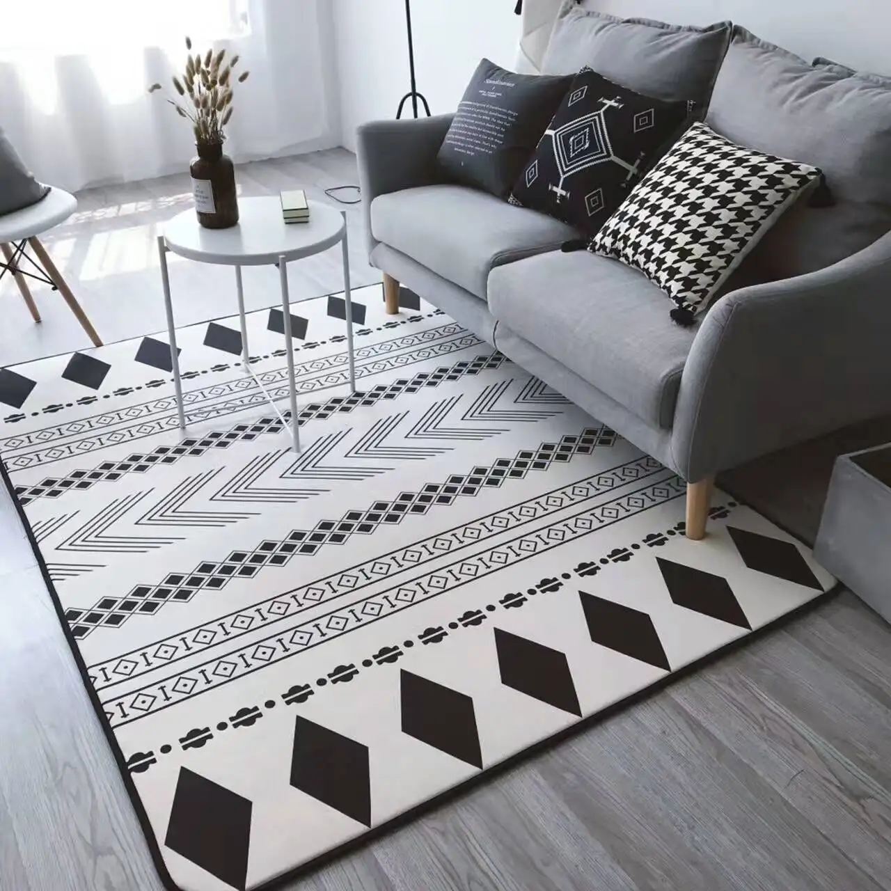 

High-end Luxury Cotton Linen Fabric Thicken Carpet High Quality Large Short Plush Rugs Parlor Floor Mat Soft Bedside Blanket