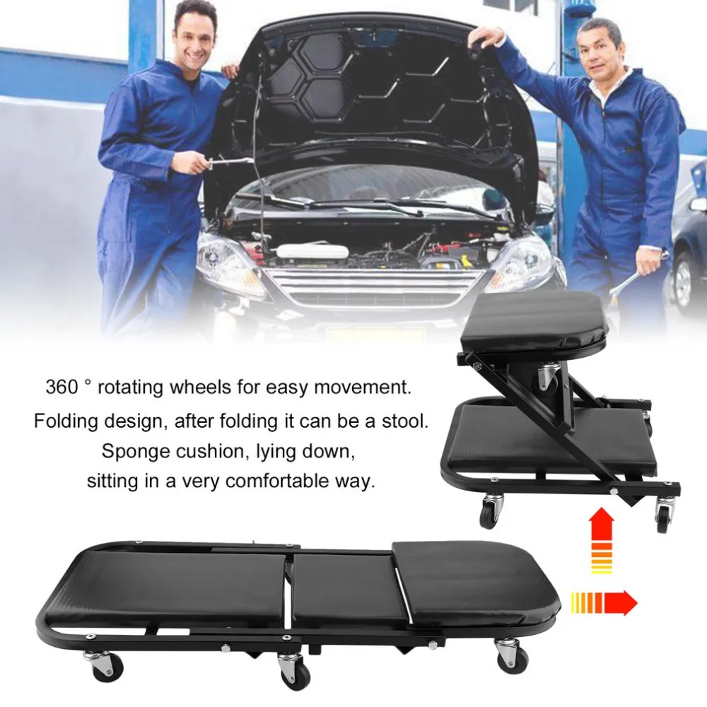 

Z Shape 36 Inch 360 Degree Rotatable Wheels Foldable Car Repairing Plate Creeper Seat Convertible To Stool Maintenance Tool