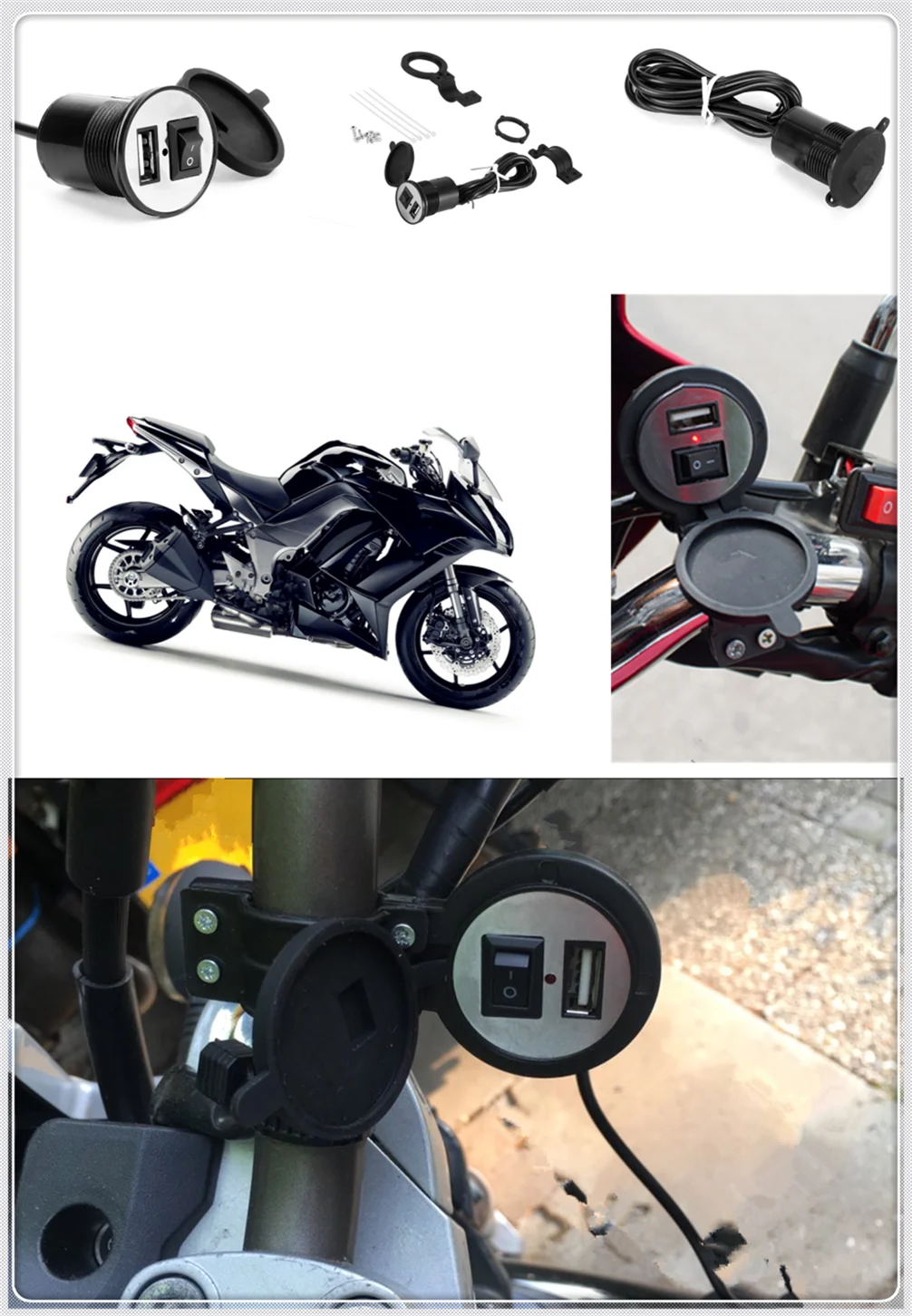 

12-24V motorcycle USB charger power adapter waterproof for YAMAHA XV 950 RACER TDM 900 MT-125 MT125 MT-01 V-MAX