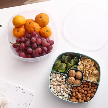 

Wheat Straw Multi-Grid Storage Box Multi-Function Home Living Room With Lid Independent Grid Fruit Tray Snack Storage Tray