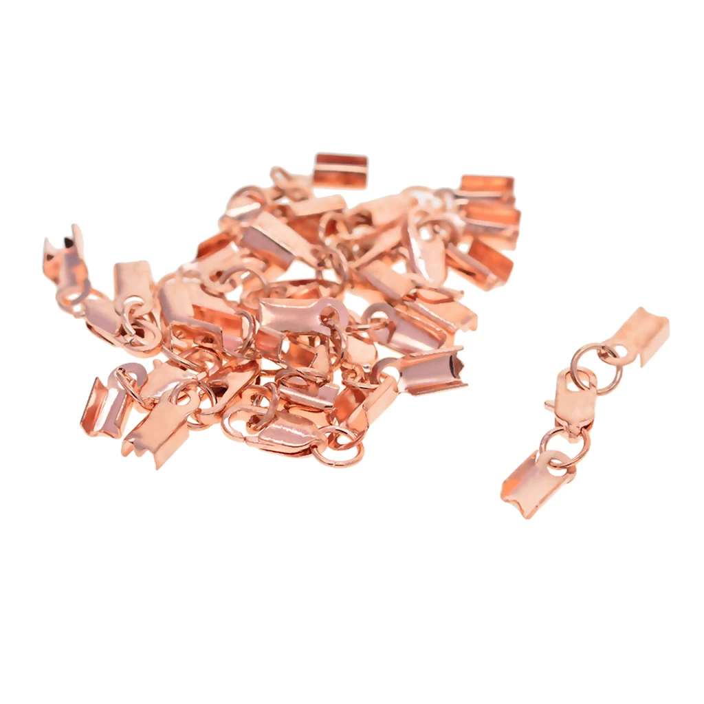 12 Sets Fold Over Crimp Cord End Cap Clips Bail Tips Connector Lobster Clasp DIY Jewelry Accessories