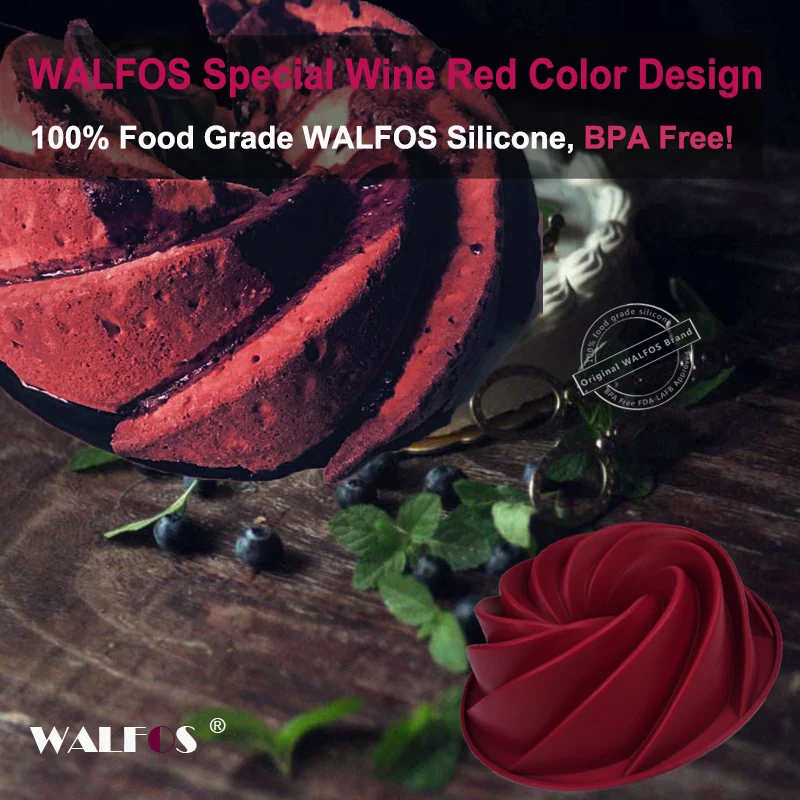 WALFOS пищевая 25*9 см большая вихревая форма силиконовая форма для торта Форма для выпечки инструменты для торта Форма пекарня форма для выпечки формы для выпечки