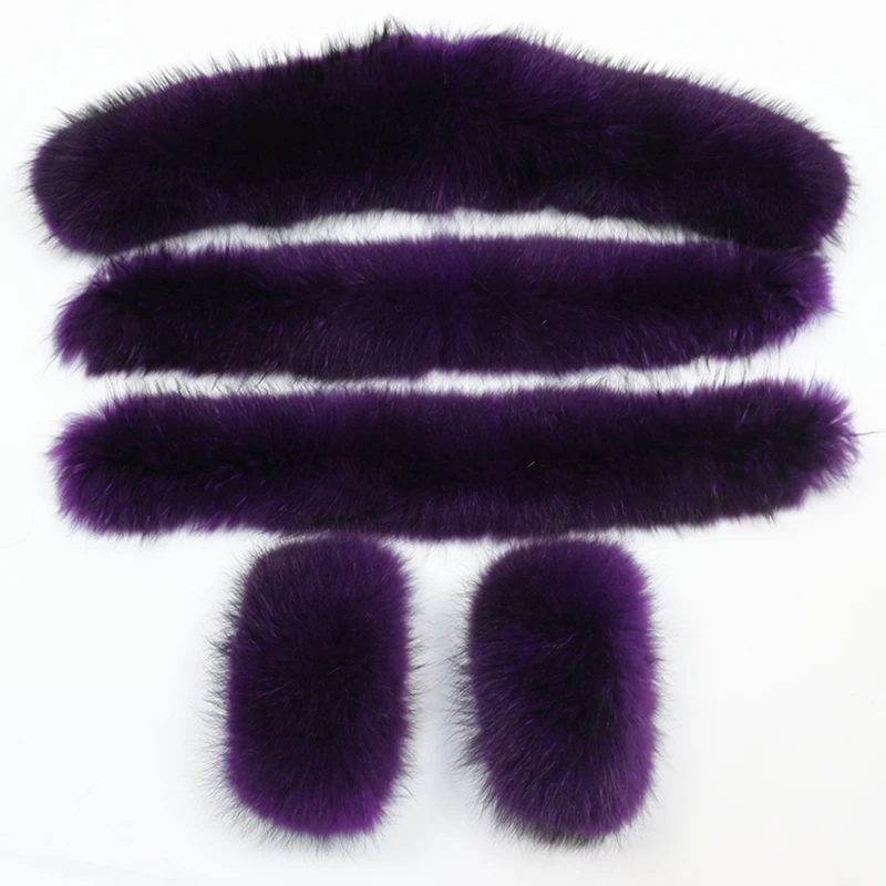 purple raccoon fur OFTBUY/; воротник из натурального меха; манжеты; большой натуральный мех енота; лисий мех; Зимняя мода - Цвет: purple raccoon fur