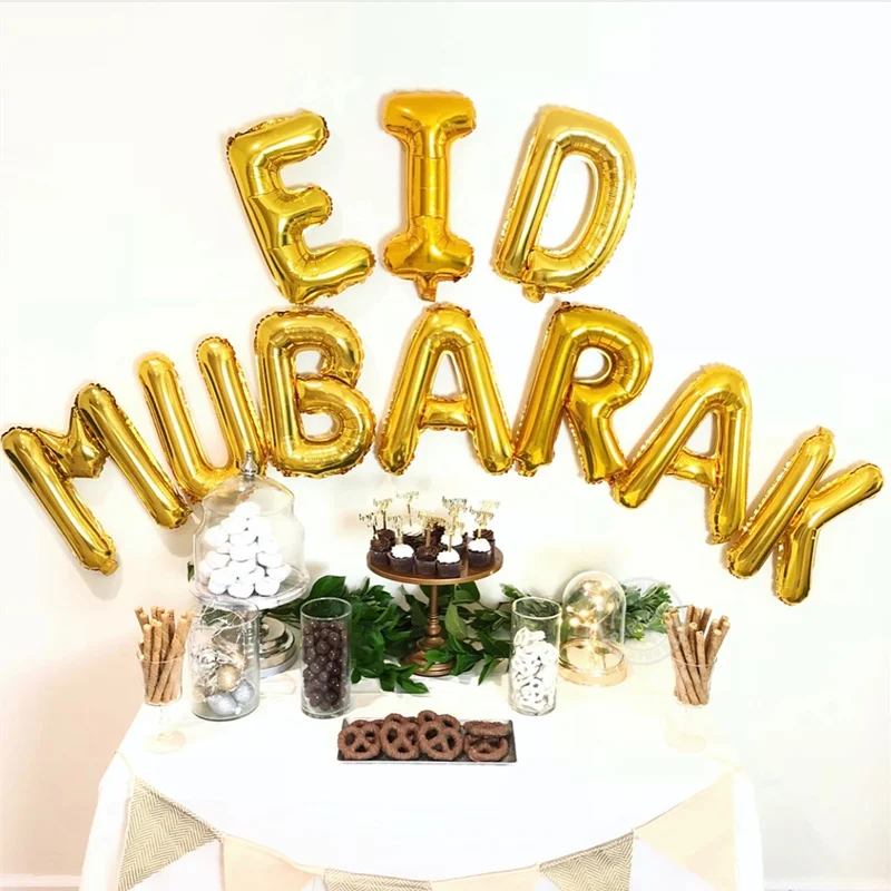 EID Mubarak розовое золото шар в форме буквы золотые фольги воздушные шары для мусульманских исламских вечерние украшения Eid al-firt Рамадан вечерние поставки