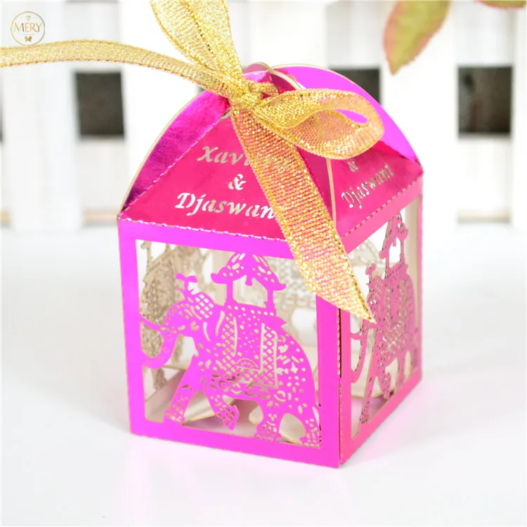 Elephant Laser Cut White Indian Wedding Cake Packing Box In Gift
