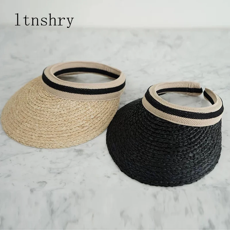 

2019 Fashion Star Visor Sun Hats For Women Men Summer Straw Sun Hats Empty Top Caps High Quality Raffia Beach Hat outdoor Sports