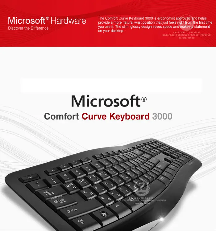 Genuine Original Guaranteed Microsoft Comfort Curve Keyboard 3000