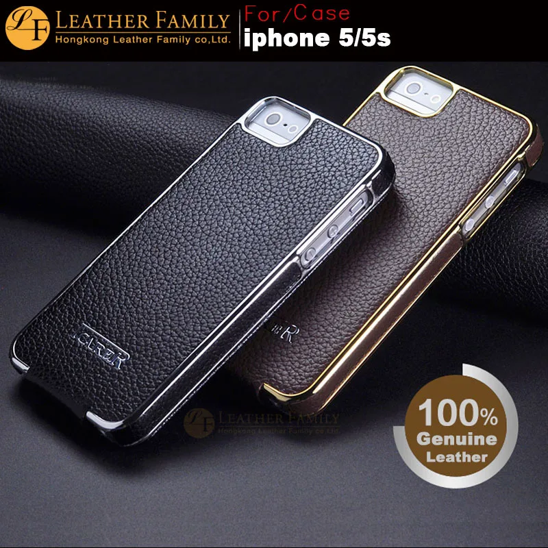 For 5S case ICARER Electroplating Series Leather Case for iPhone 5 5S SE Genuine Cowhide Flip
