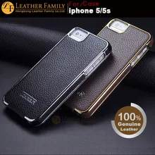 For 5S case ICARER Electroplating Series Leather Case for iPhone 5 5S SE Genuine Cowhide Flip Mobile Phone Bag Gold Chrome Side