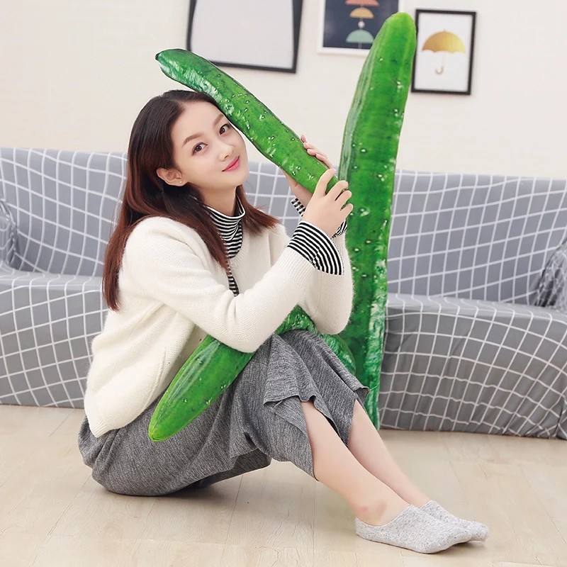 70/110cm Huge Funny Simulation Cucumber Plush Toy Stuffed Cute Fruits Pillow Funny Kids Children Christmas Gift Doll 1pc