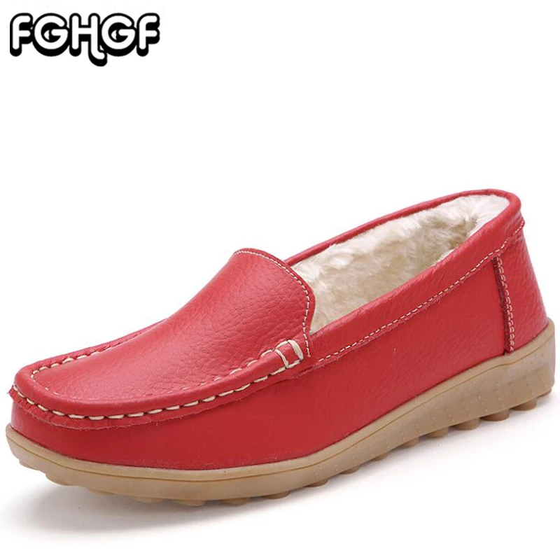 

2018 Winter New women casual shoes Shallow flat platform sneakers nurse shoes slip on Plush warm Loafers creepers moccasins Y36