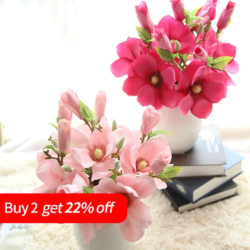 

table decoration accessories white orchids artificial Flowers real touch Mangnolia plastic Orchids Wedding Centerpieces Flowers