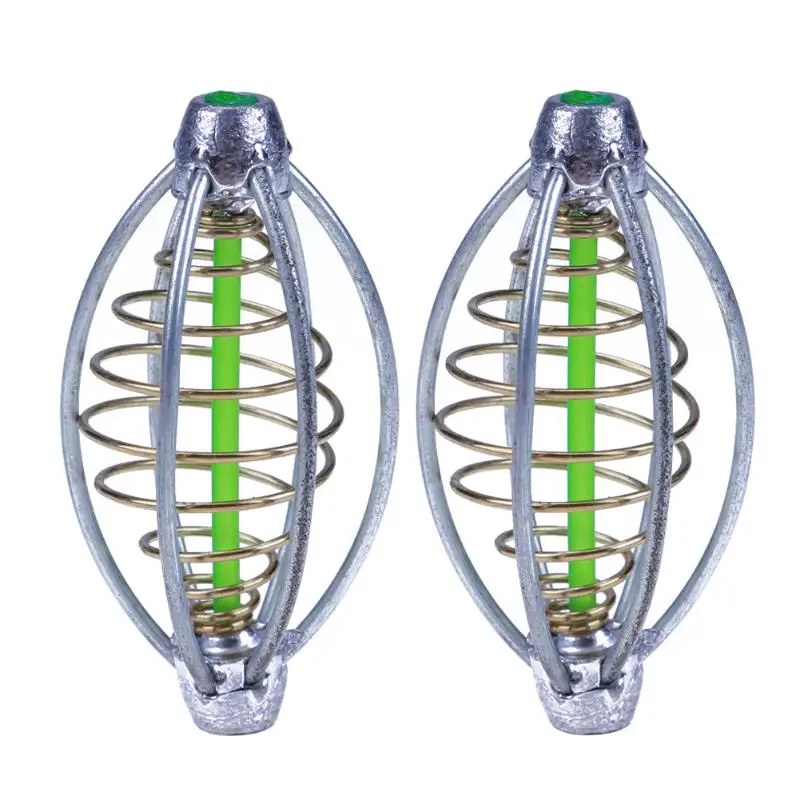 2Pcs Fishing Bait Cage Lead Sinker Swivel Spring+Lead Thrower Carp Fishing Feeder Tackle Tool Accessories peche 30g 40g 50g fishing feeder carp lead sinker lures bait holder with mould accessory inline outdoor fishing method bait thrower
