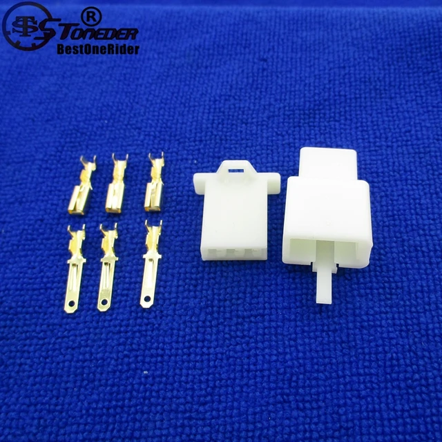 STONEDER 5x 3 Pins Electrical Wire Connector Terminal Harness Plug Socket For Go Kart ATV Scooter Moped Pit Pocket Mini Bike