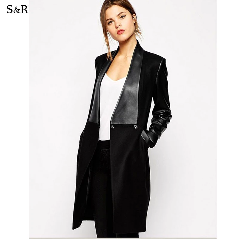 Manteau laine et cuir femme Clearance