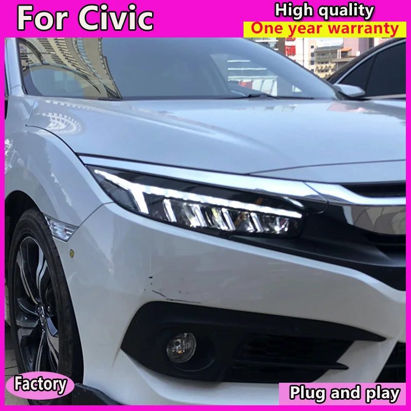 Авто Стайлинг фара в сборе для Honda Civic 10th светодиодный головной светильник 2015 2016