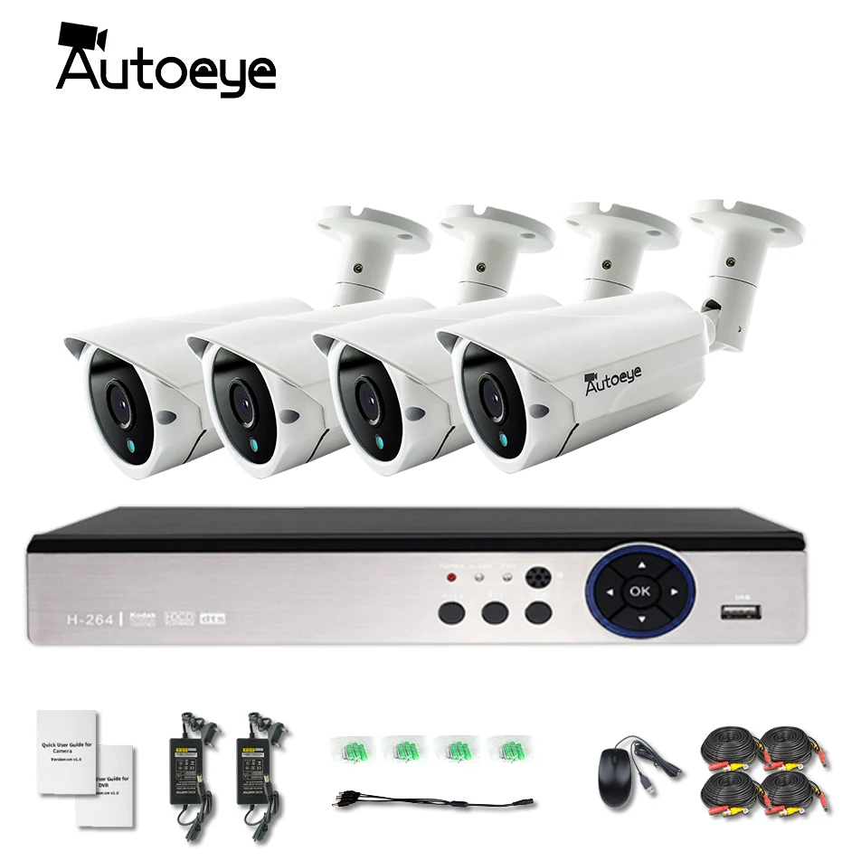 Autoeye 4CH AHD 5MP IMX326 AHD Camera Kit font b Outdoor b font Waterproof Surveillance Camera