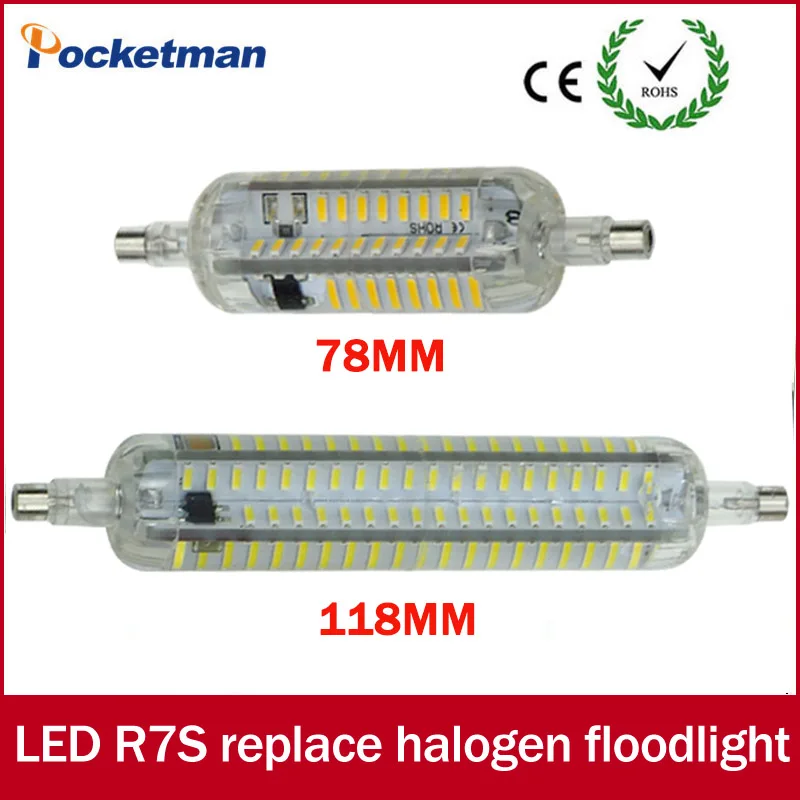 Светодиодный R7S 20 Вт R7S j118 светодиодный 118 мм 360 градусов 10 Вт 78 мм Светодиодная лампа SMD4014 110 V/220 V заменить галогенные Прожектор силикона