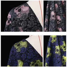 CF449 1 метр высокого качества/точность Виктор розы череп трехмерные зоны двухслойная ткань из окрашенной пряжи из жаккардовой ткани модная ткань для платья