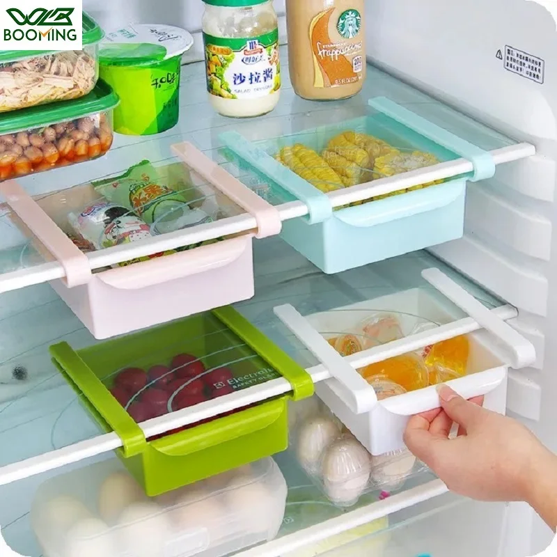 

WBBOOMING Kitchen Refrigerator Storage Box Food Container Fresh Spacer Layer Storage Rack Pull-out Drawers Fresh Sort Organizer