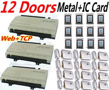 

12 Outside Door WeatherProof Full Kit of Web IP Access Controller Panel+12 pcs Metal Case ID Card reader+UPS Power supply+Softa