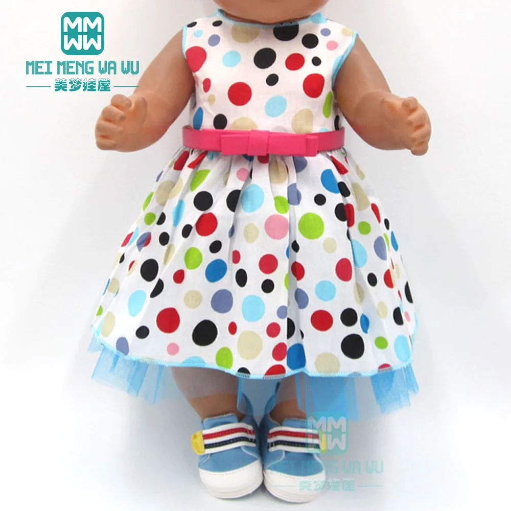 Clothes for dolls fits 43 cm toy new born doll american doll accessories Cotton print baby dress