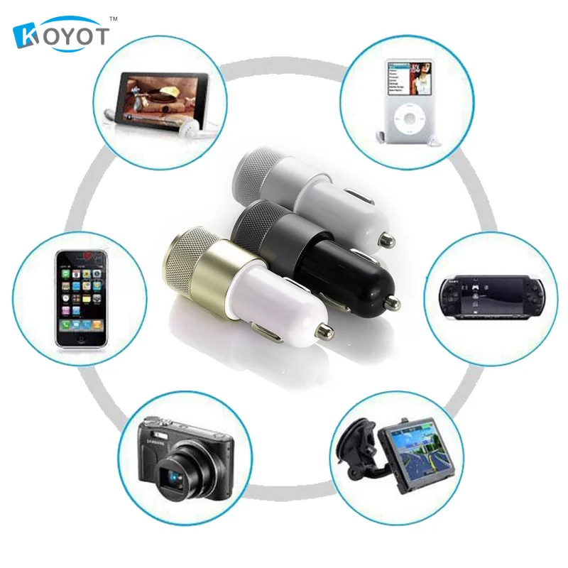 2 шт. автомобильное зарядное устройство для телефона порта мини двойной USB