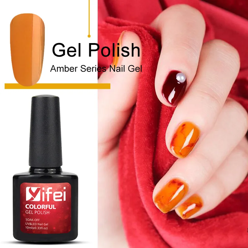 YIFEI Translucent Candy Color Gel Nail Polish Varnish Glass Gel Nail