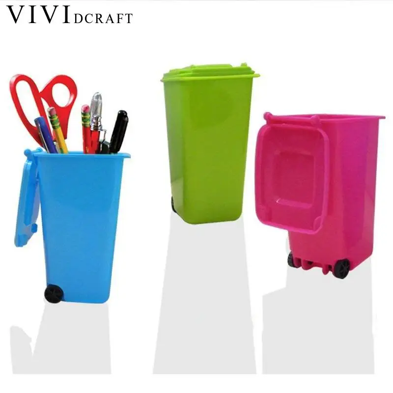 

Desktop Multifunction Plastic Creative Trash Can Pen Pencil Holder Home Office Container Desk Office Accessories Pen Stand