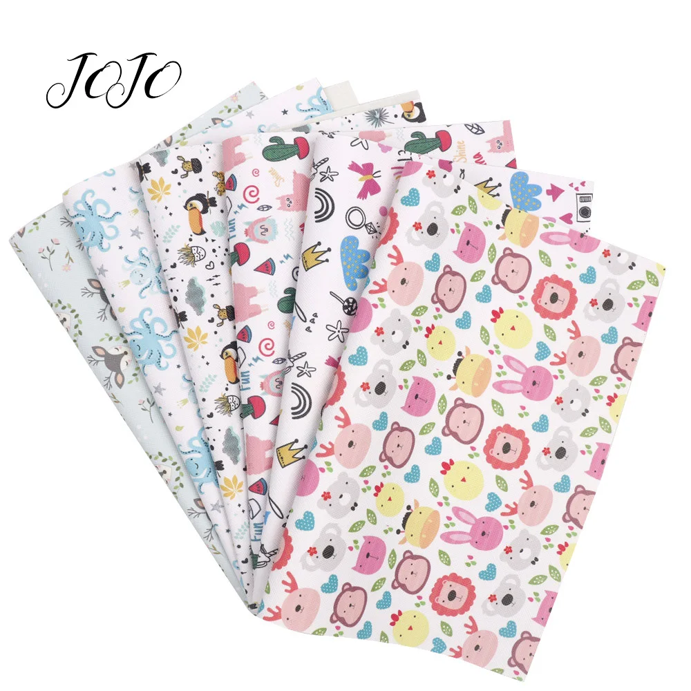 

JOJO BOWS 22*30cm 1pc Faux Synthetic Leather Fabric Animal Fruit Printed Sheet For Apparel DIY Supplies Home Textile Party Decor