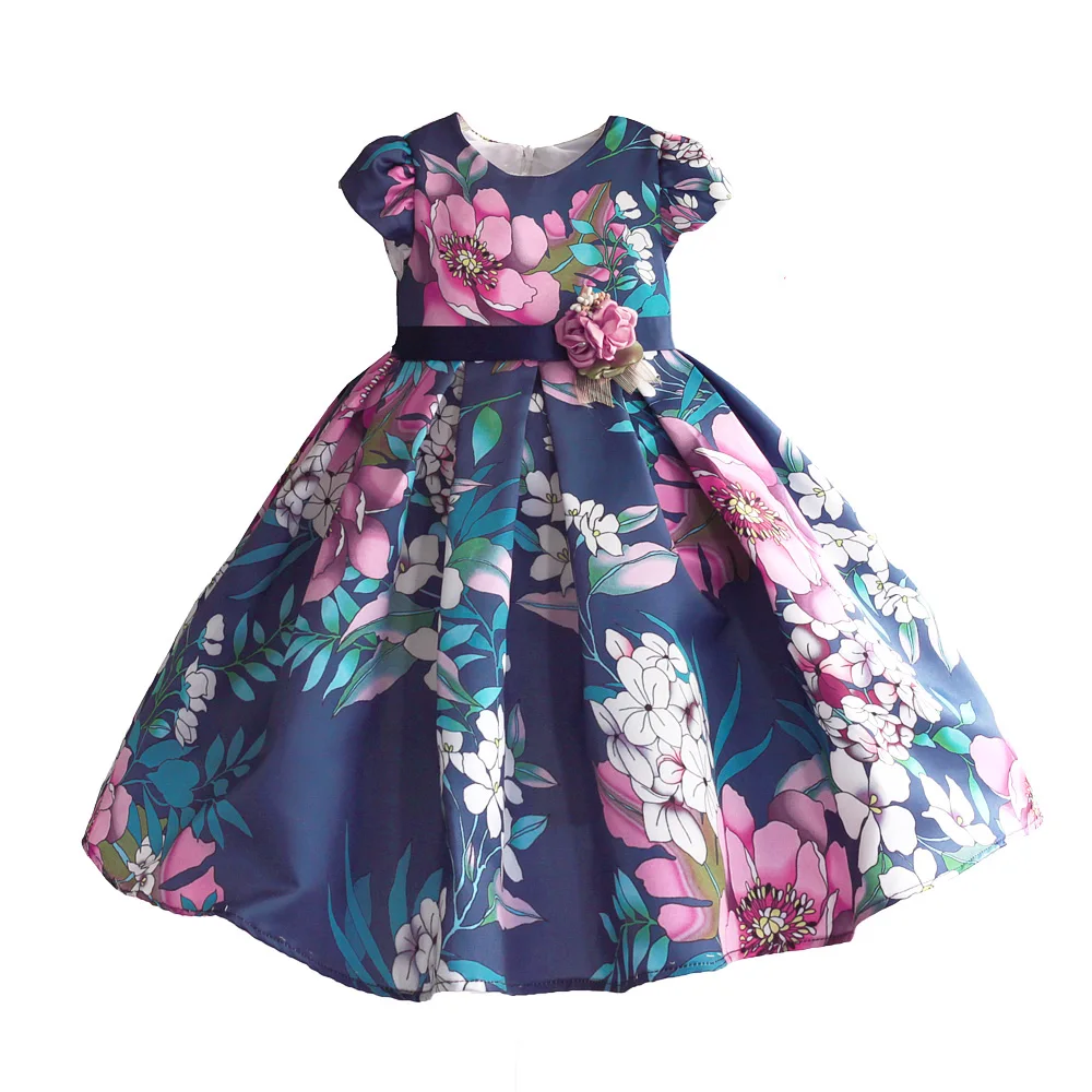 Floral Girls Dress Blue Hi-lo Party Wedding Summer Princess Wedding Kids Dresses for Girl Clothes Dancing Pageant Size 3-8T цена Floral Girls Dress Blue Hi-lo Party Wedding Summer Princess Wedding Kids Dresses for Girl Clothes Dancing Pageant Size 3-8T цены онлайн