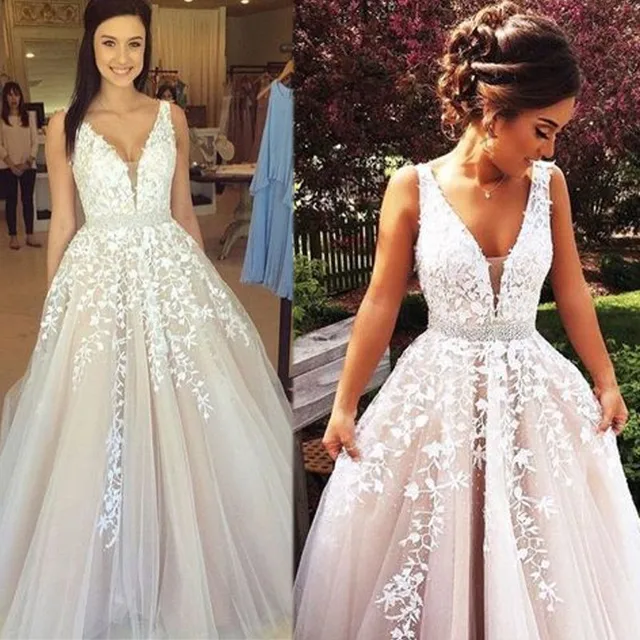 A-line V-neck Prom Dress