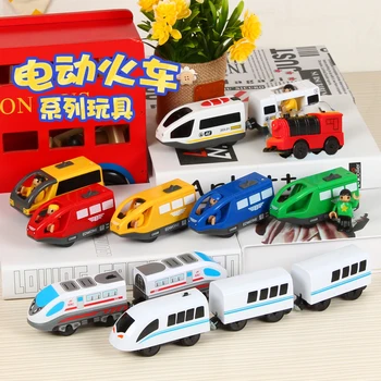 

Electric Train Toys Set Magnetic Train Diecast Slot Toy FIT T-homas Wooden Brio Train Track Railway Wooden Track Toy Train