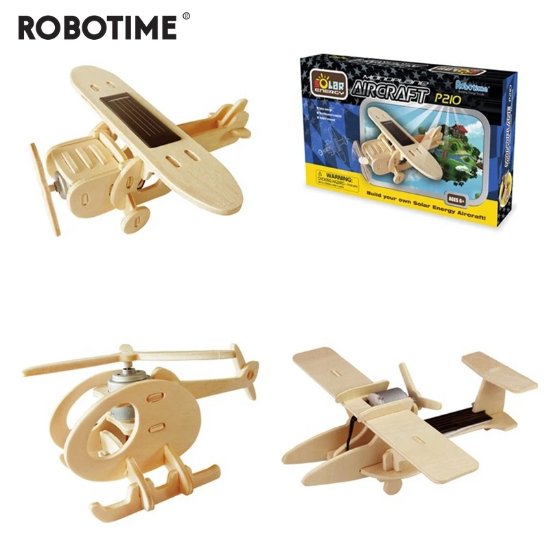 Robotime 11 видов Diy усиленный солнечной энергией игрушечный самолет 3D деревянная собраны модели Строительство игрушки подарок для детей и