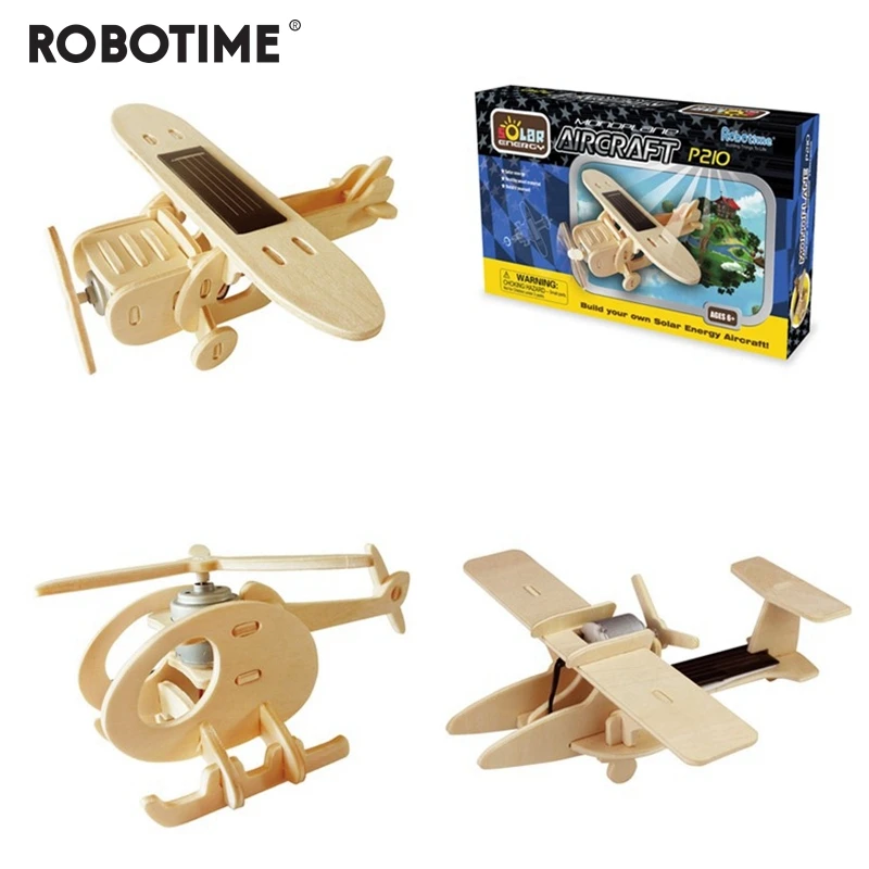 

Robotime Solar Energy 3D Wooden Puzzle Handmade Gifts Building Plane Model Assembled Toy Car Front Decoration BT Biplane P220