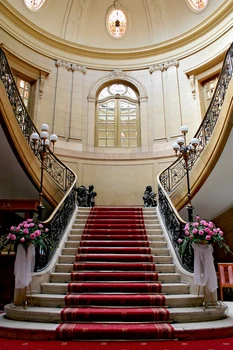 

Red Carpet Theme Wedding Photography Backdrops Vinyl Staircare Photo Backgrounds Luxury Palace Princess Backdrop