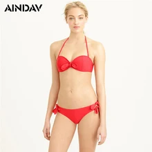 Новинка! Сладкий Для женщин лук бикини Холтер сексуальный купальник бандо Купальники для малышек Push Up biquini 6 цветов комплект бикини B225