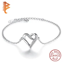 BELAWANG 925 пробы серебра лента любви сердце браслет Свадебный обручальные браслеты для Для женщин ювелирные изделия