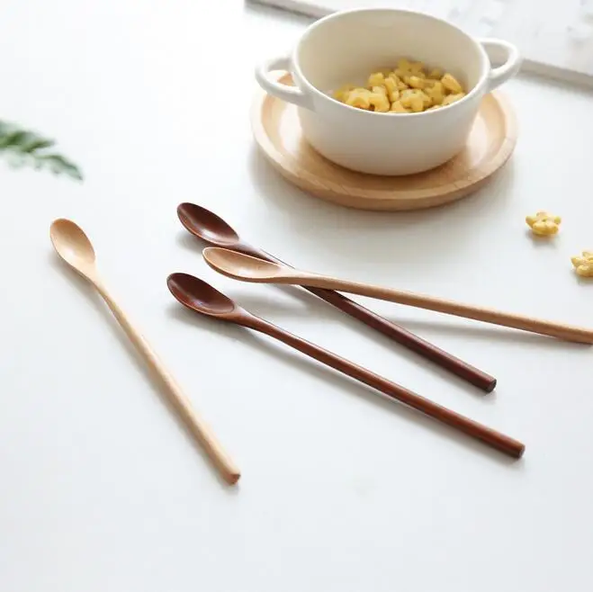 10pcs/lot 20x2cm elegant wooden spoons wood stirring spoon coffee spoon