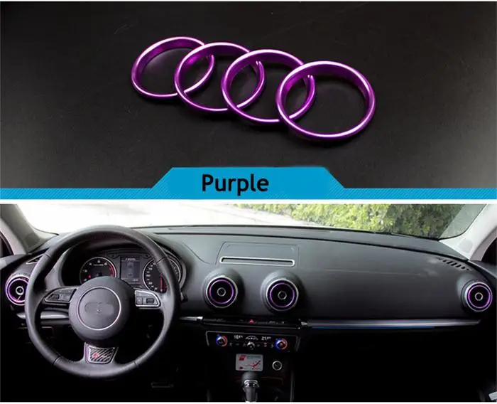 Аксессуары для салона автомобиля для Audi A3 8V инструмент стол Кондиционер розетка из нержавеющей стали декоративные авто наклейки - Название цвета: purple