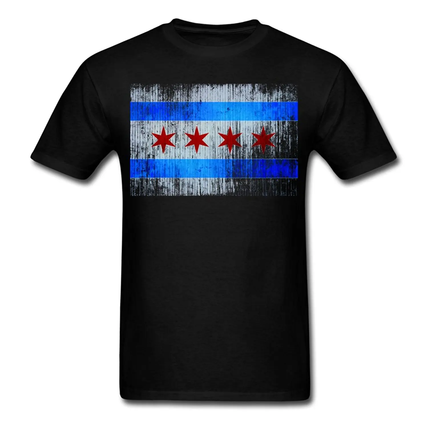 Chicago Flag Men's T Shirt High Quality Printed Tops Hipster Tees T