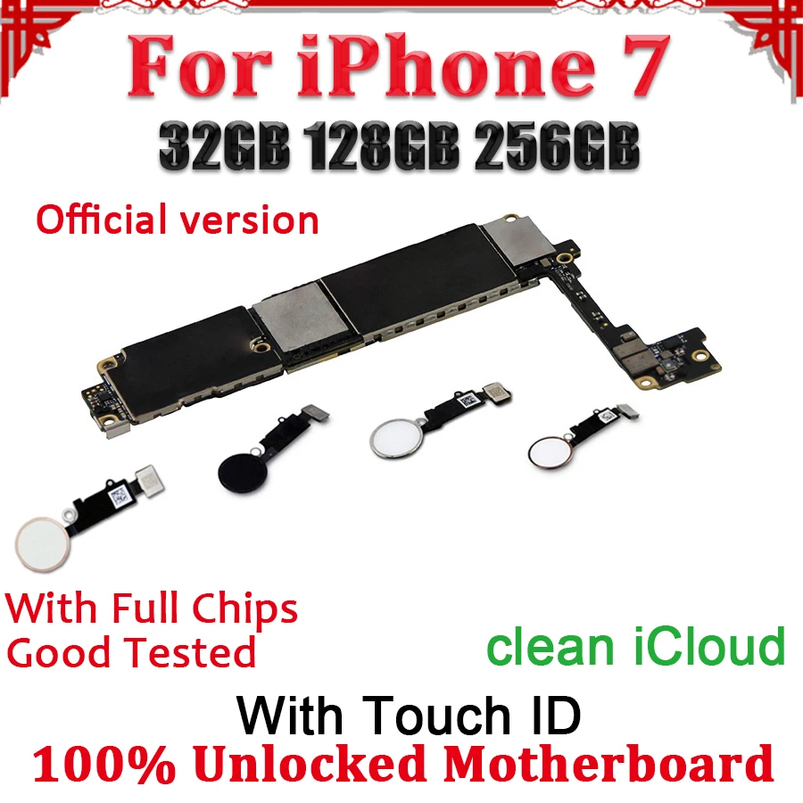 

TDHHX Original Unlocked For iPhone 7 Motherboard With Touch ID,Full Tested For iPhone 7 Logic Board Mainboard With IOS System