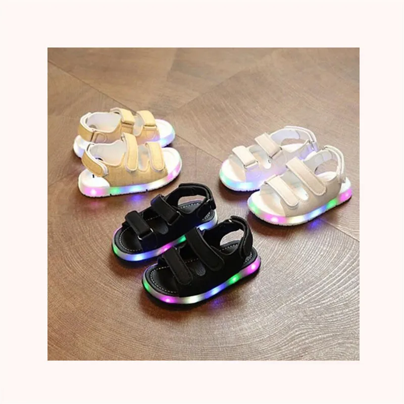 Male female child sandals boys girls sport sandals light led slip resistant children baby sport