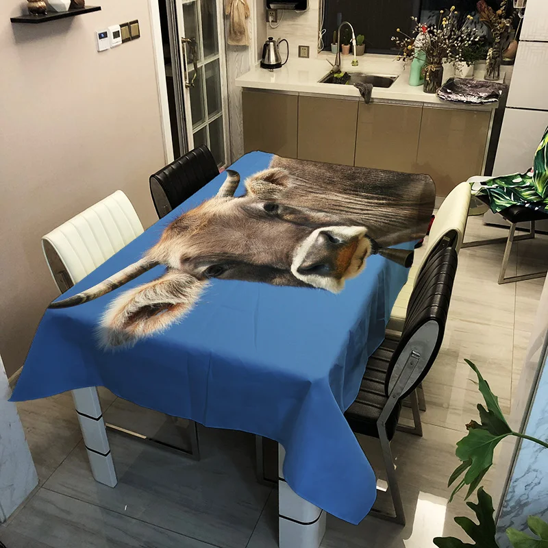 

3d Animal Tablecloth Creative Green Plant Flamingo Pattern Polyester Comfortable Waterproof Table Cloth Cover for Children