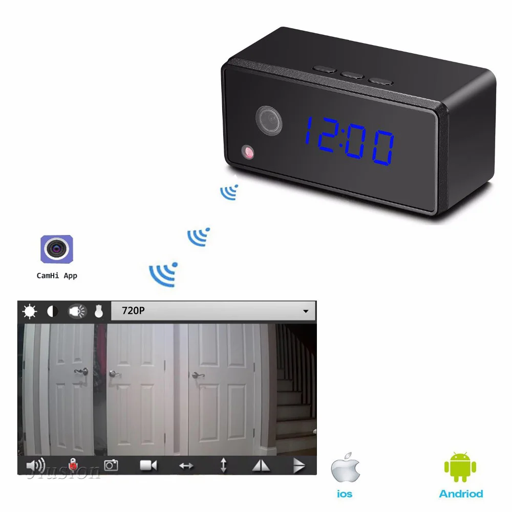 Беспроводная мини-камера с Wifi, настольные часы, камера HD 720 P, P2P, IP часы, тревожная Настройка, ИК, ночное видение, микро камера DVR, видеокамера