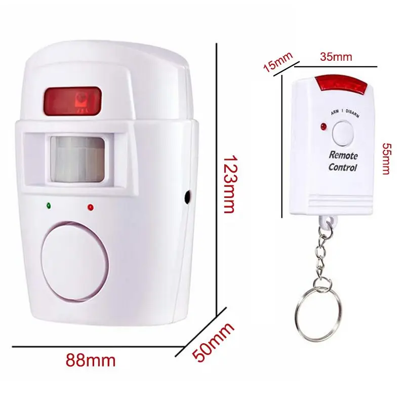Sistema de seguridad para el hogar, Detector de alarma con Sensor de movimiento infrarrojo IR, Monitor de alarma de 105dB, sistema de alarma inalámbrico + 2 mandos a distancia - Imagen 4